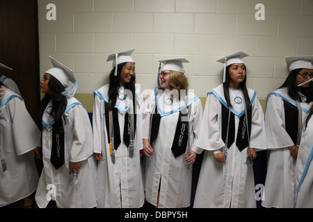 High school graduation for all girl public school in Austin, Texas Stock Photo
