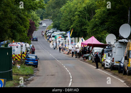 Balcombe, UK. 2nd August, 2013. The London Road showing the protest against Cuadrilla drilling & fracking just outside the village of Balcombe in West Sussex. Balcombe, West Sussex, UK, 2nd August 2013. Credit:  martyn wheatley/Alamy Live News Stock Photo