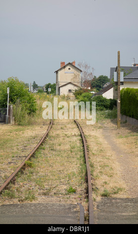 The disused railway line at Descartes, Indre et Loire France. Stock Photo