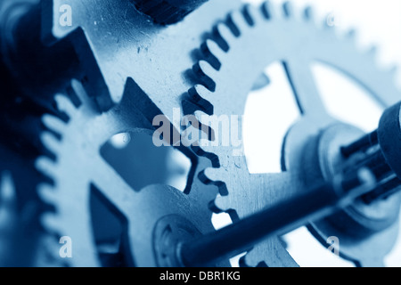 mechanical clock gear macro close up Stock Photo