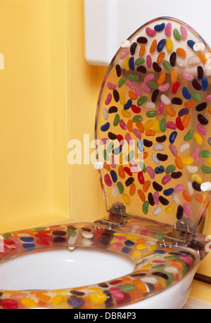 Close-up of toilet with novelty acrylic jelly baby toilet seat Stock ... Close-up of toilet with novelty acrylic jelly baby toilet seat Stock ...