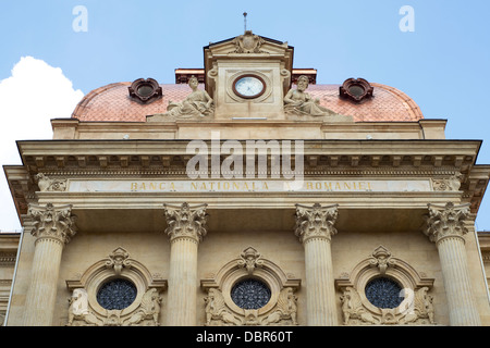 Facade of the Banca Nationala a Romaniei (National Bank of Romania) in Bucharest, Romania Stock Photo