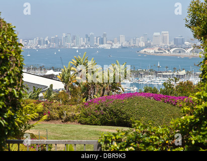 San Diego California a viewpoint from Point Loma residential backyard. Stock Photo