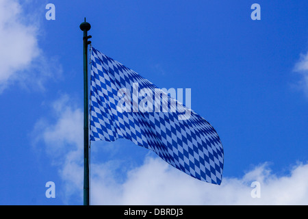 Bavarian flag flutters in the wind Stock Photo