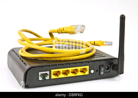 Desktop Home ADSL modem on a white background Stock Photo