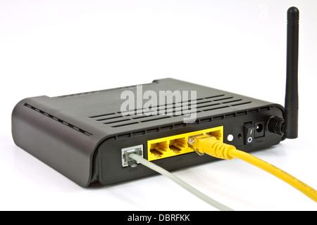 Desktop Home ADSL modem on a white background Stock Photo