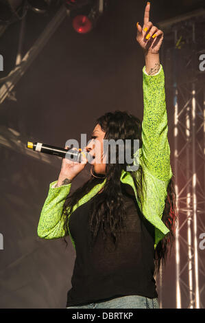 Brighton, UK, 3rd August 2013. MKS with Mutya Buena leading perform at Brighton Pride in Preston Park, Brighton photo Credit: Julia Claxton/Alamy Live News Stock Photo