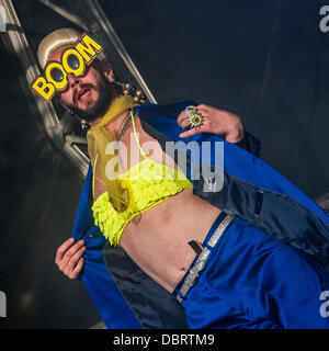 Brighton, UK, 3rd August 2013. Performance at Brighton Pride in Preston Park, Brighton photo Credit: Julia Claxton/Alamy Live News Stock Photo