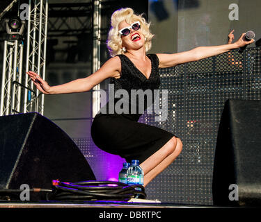 Brighton, UK, 3rd August 2013. Paloma Faith performs at Brighton Pride in Preston Park, Brighton photo Credit: Julia Claxton/Alamy Live News Stock Photo