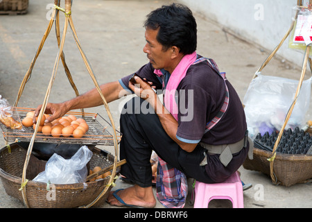 Eggs Seller in Bangkok, Thailand Stock Photo