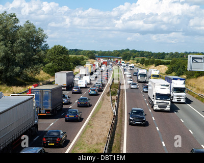 Traffic jam on the M6 motorway near Sandbach Cheshire UK Stock Photo