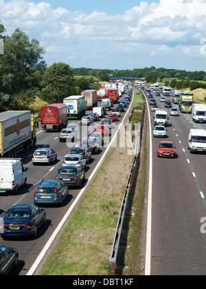 Traffic jam on the M6 motorway near Sandbach Cheshire UK Stock Photo