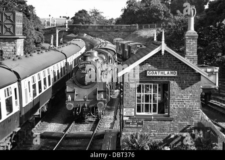 north yorkshire goathland moors railway station signal box alamy locomotive pulling knight steam train green