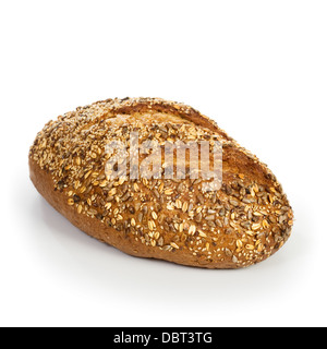 Fresh whole grain bread on white background Stock Photo