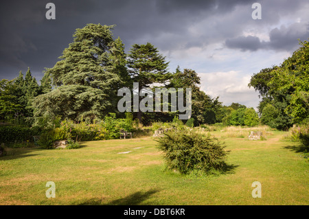Jervaulx Abbey, North Yorkshire. Picture taken looking down the site of the  Abbey Church towards the eastern end. Stock Photo