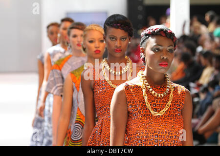 London, UK.  3 August 2013. Otuedon showcases Africa Fashion Week London 2013 (AFWL) Saturday 430pm. Credit David Mbiyu/Alamy Live News Stock Photo
