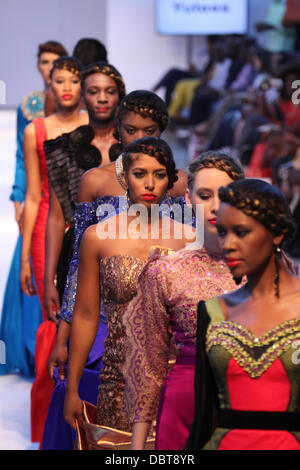 London, UK.  3 August 2013. AFWL 6.30pm fashion show featuring the Yutees Collection. Credit David Mbiyu/Alamy Live News Stock Photo