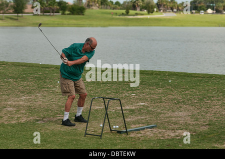 Sarasota Golf Range Practice Center in The Villages, Florida USA. An adult retirement Community in Central Florida. Stock Photo