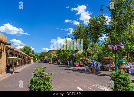 The historic Santa Fe Plaza in downtown Santa Fe, New Mexico, USA Stock Photo