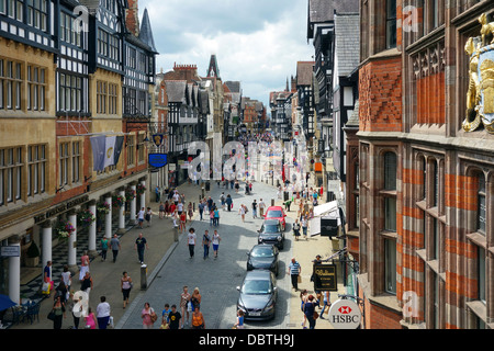 A view of Eastgate street in Chester, England, UK Stock Photo