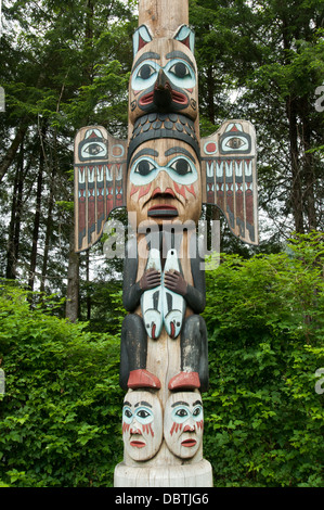 Totem Poles, Totem Bight State Park, Ketchikan,Alaska. Stock Photo