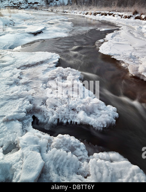 Frozen San Miguel River, San Miguel County, Colorado, United States of America, North America Stock Photo