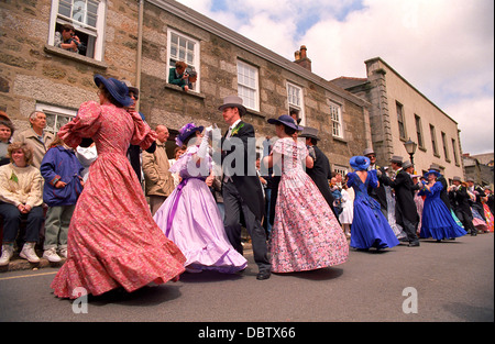 Helston Floral Dance, Cornwall, UK. Stock Photo