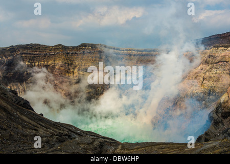 Mount Naka active crater lake, Mount Aso, Kyushu, Japan, Asia Stock Photo