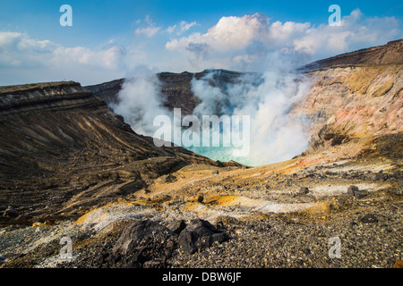 Mount Naka active crater lake, Mount Aso, Kyushu, Japan, Asia Stock Photo