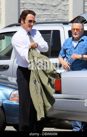 Frank Stallone seen trying on an army jacket in a parking lot in Beverly Hills Beverly Hills, California - 27.08.11 Stock Photo