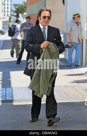 Frank Stallone seen trying on an army jacket in a parking lot in Beverly Hills Beverly Hills, California - 27.08.11 Stock Photo