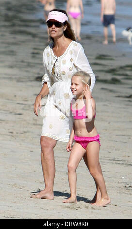 Maria Shriver spends time with a friend on Malibu beach Los Angeles, California - 28.08.11 Stock Photo