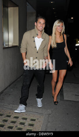 David Bentley and girlfriend Kimberley Mills  leaving Whisky Mist nightclub London, England - 28.08.11 Credit Mandatory: WENN.com Stock Photo