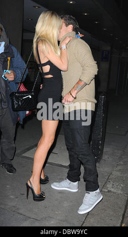 David Bentley and girlfriend Kimberley Mills  leaving Whisky Mist nightclub London, England - 28.08.11 Credit Mandatory: WENN.com Stock Photo