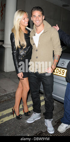 David Bentley and girlfriend Kimberley Mills  leaving Whisky Mist nightclub London, England - 28.08.11 Credit Mandatory: WENN.com Stock Photo