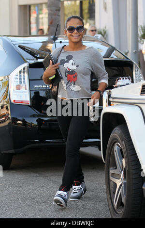 Christina Milian out shopping in Beverly Hills wearing a Mickey Mouse sweater Beverly Hills, California - 06.09.11 Stock Photo