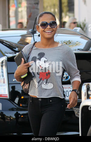 Christina Milian out shopping in Beverly Hills wearing a Mickey Mouse sweater Beverly Hills, California - 06.09.11 Stock Photo