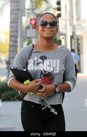 Christina Milian out shopping in Beverly Hills wearing a Mickey Mouse sweater Beverly Hills, California - 06.09.11 Stock Photo