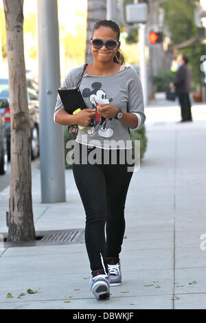 Christina Milian out shopping in Beverly Hills wearing a Mickey Mouse sweater Beverly Hills, California - 06.09.11 Stock Photo