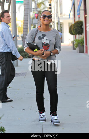 Christina Milian out shopping in Beverly Hills wearing a Mickey Mouse sweater Beverly Hills, California - 06.09.11 Stock Photo