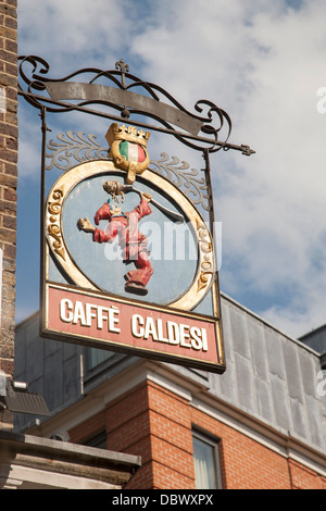Caffe Caldesi Cafe Sign, Marylebone Lane, London, England, UK Stock Photo