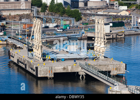 Oil loading and discharging Jetty Stockholm. Oil terminal Stockholm Sweden Stock Photo