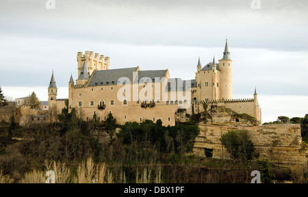 This Alcazar, a castle-palace, lies in the walled city of Segovia in the province of Segovia in Spain. It's one of the most famo Stock Photo