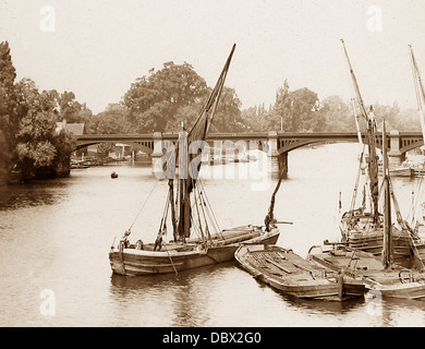 River Thames from Kingston Bridge Victorian period Stock Photo