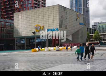 iMax Pathe cinema Schouwburgplein square Rotterdam Netherlands designed by Adriaan Gueze Stock Photo