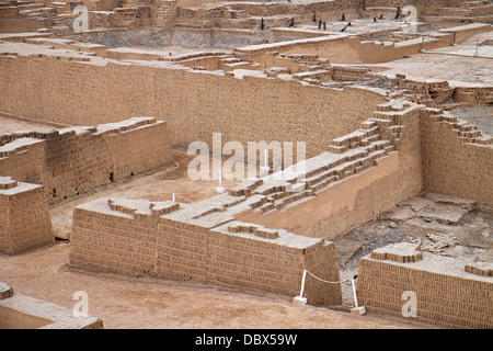 The remains of Huaca Pucllana, an ancient temple in the Miraflores district of Lima in Peru. Stock Photo