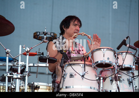 LINCOLN, CA - AUGUST 3: Walfredo Reyes, Jr. of the rock band Chicago performs on stage at Thunder Valley Casino Resort on August Stock Photo