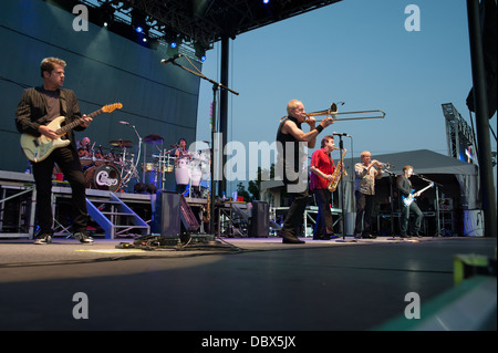 LINCOLN, CA - AUGUST 3: The rock band Chicago performs on stage at Thunder Valley Casino Resort on August 3 in Lincoln, Californ Stock Photo