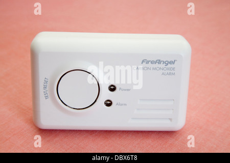 Close up battery powered Carbon Monoxide Alarm Stock Photo