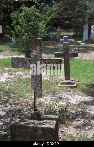 Bluetown, Texas - Graves in the Longoria Cemetery. Stock Photo